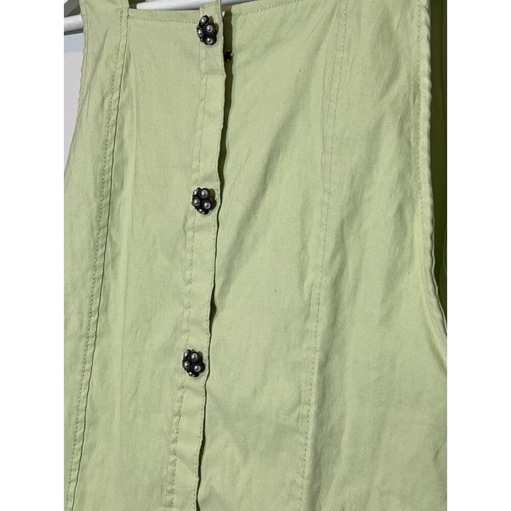 Maeve Anthropologie Mini Dress Size Large Sleeveless Volume Hip Green Stretch - Picture 8 of 15